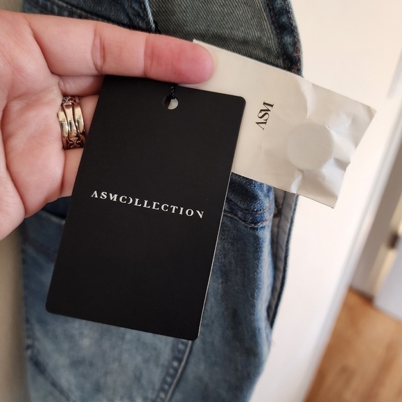 ASM Collection Denim Overalls Raw Frayed Hem NWT size XS - Picture 7 of 9